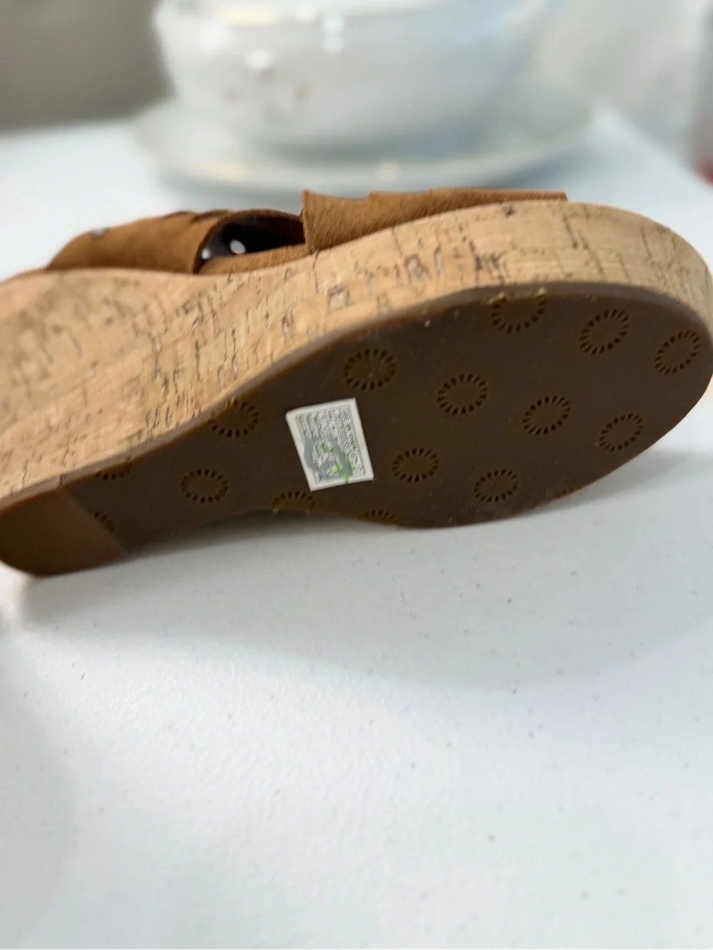 UGG Marta Chestnut Suede Woven Cork Wedge Sandals Women’s Size 10